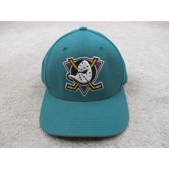 Anaheim Mighty Ducks Hat Cap Strap Back Green Mitchell & Ness NHL Hockey Mens - Picture 2 of 14
